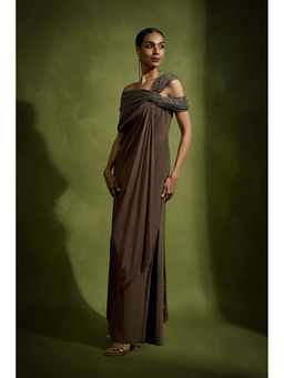 BABITA M - Brown Soft Drape Dress