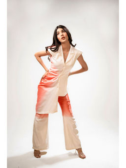 Label Simran Kochher - Peach Tangerine Dazzle Co-Ord (Set of 2)