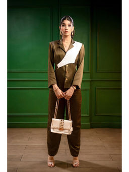 Label Simran Kochher - Olive Allure Co-Ord (Set of 2)