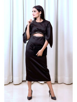 Label Simran Kochher - Black Mattia Embellished Midi Dress