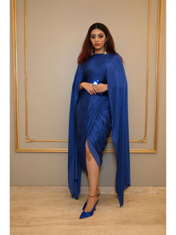 Label Simran Kochher - Electric Blue Crop Top With Skirt (Set of 2)