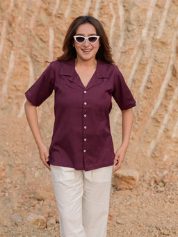 Babli - Wine Solid Regular Fit Shirt