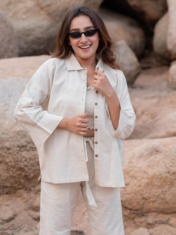 Babli - Cream Solid Regular Fit Shirt