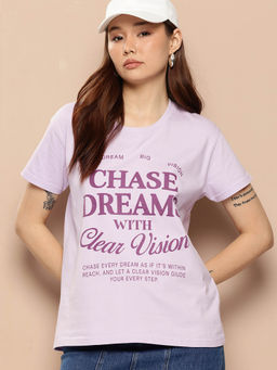 Difference of Opinion - Lavender Printed Boxy Fit T-Shirt