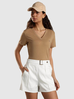 Tommy Hilfiger - Beige Solid Regular Fit T-Shirt