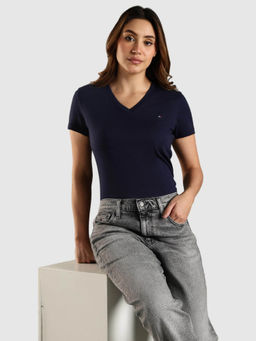 Tommy Hilfiger - Navy Blue Solid Regular Fit T-Shirt