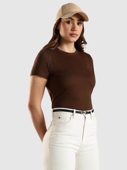 Tommy Hilfiger - Brown Solid Regular Fit T-Shirt