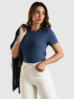 Tommy Hilfiger - Blue Embroidered Regular Fit T-Shirt