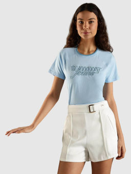 Tommy Hilfiger - Blue Embroidered Regular Fit T-Shirt