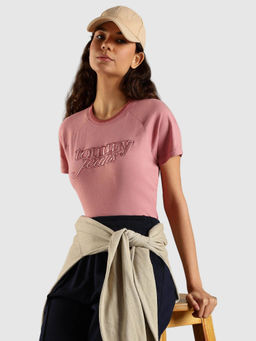 Tommy Hilfiger - Pink Embroidered Regular Fit T-Shirt