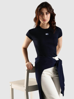 Tommy Hilfiger - Navy Blue Solid Slim Fit T-Shirt