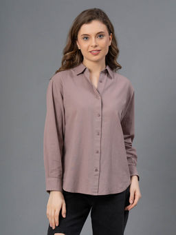 Mode by Red Tape - Mauve Solid Regular Fit Shirt