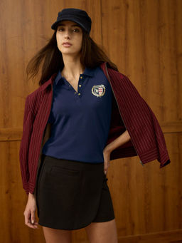 U.S. POLO ASSN. - Blue Solid Regular Fit Polo T-Shirt