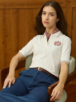 U.S. POLO ASSN. - White Solid Regular Fit Polo T-Shirt