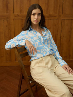 U.S. POLO ASSN. - Blue Printed Relaxed Fit Shirt