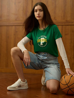 U.S. POLO ASSN. - Green Printed Regular Fit T-Shirt