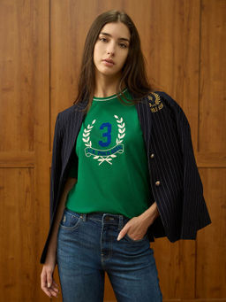 U.S. POLO ASSN. - Green Printed Boxy Fit T-Shirt