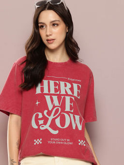 DILLINGER - Red Printed Oversized Fit T-Shirt