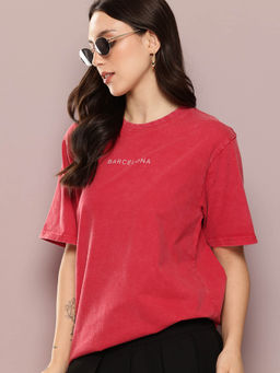 DILLINGER - Red Printed Oversized Fit T-Shirt