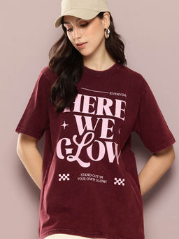 DILLINGER - Wine Printed Oversized Fit T-Shirt