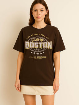 DILLINGER - Brown Printed Oversized Fit T-Shirt