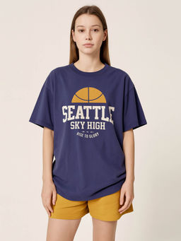 DILLINGER - Navy Blue Printed Oversized Fit T-Shirt