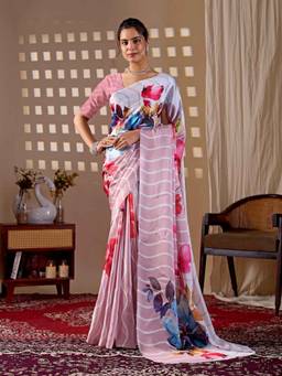 URBAN PALLU - Mauve Leheriya Satin Jamdani Saree