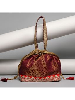 ROCIA - By Regal Maroon Women Brocade Potli Bag