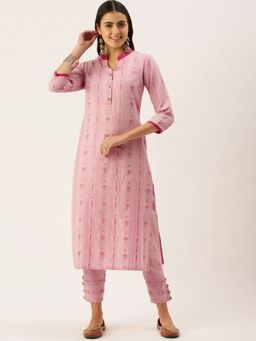 Shaily - Pink Self Design Cotton Blend Kurta (Set of 2)