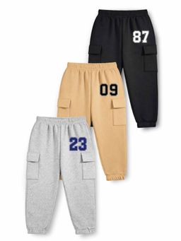 Trampoline - Boys Multi-Colour Cotton Blend Joggers (Pack of 3)