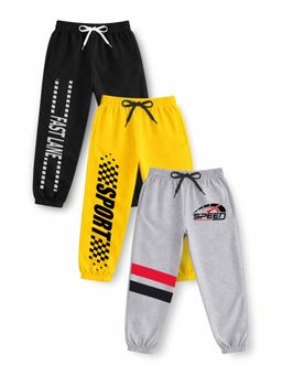 Trampoline - Boys Multi-Colour Cotton Blend Joggers (Pack of 3)