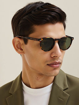John Jacobs - Unisex Full Polarised Uv Protected Stylish & Premium Round Green Lens Sunglasses