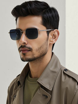 John Jacobs - Unisex Full Polarised Uv Protected Stylish & Premium Square Blue Lens Sunglasses