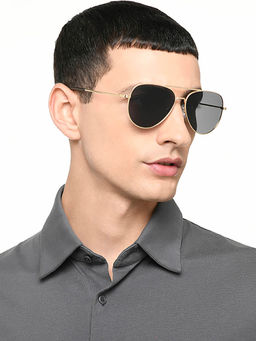 John Jacobs - Unisex Full Polarised Uv Protected Stylish & Premium Aviator Grey Lens Sunglasses