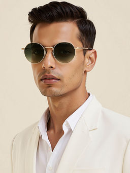 John Jacobs - Unisex Full Polarised Uv Protected Stylish & Premium Round Green Lens Sunglasses