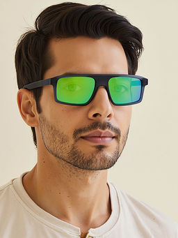 John Jacobs - Unisex Full Uv Protected Stylish & Premium Rectangle Green Lens Sunglasses