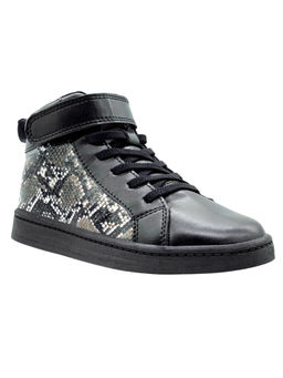 KazarMax - Unisex Black Snake Print Ankle Length Shoes