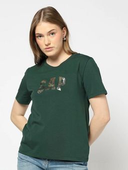 GAP - Women's Dark Green Short Sleeve Crew Neck T-Shirt