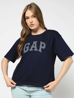 GAP - Women's Navy Blue Short Sleeve Crew T-Shirt