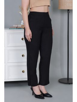 MLADA - Women Black Stretchable Straight Fit Casual Pants