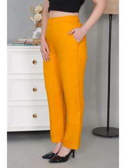 MLADA - Women Yellow Stretchable Straight Fit Casual Pants