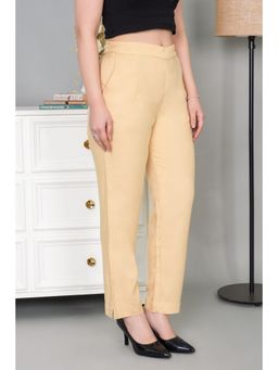 MLADA - Women Beige Stretchable Straight Fit Casual Pants