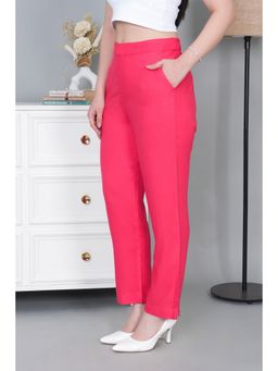 MLADA - Women Pink Stretchable Straight Fit Casual Pants