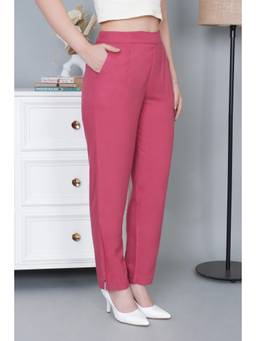 MLADA - Women Mauve Stretchable Straight Fit Casual Pants