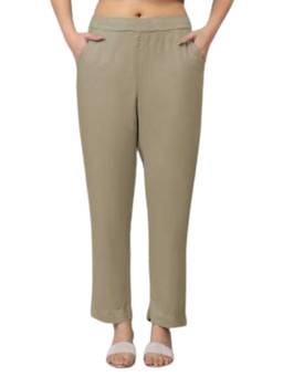 MLADA - Women Khaki Stretchable Straight Fit Casual Pants