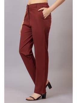 MLADA - Women Burgundy Straight Fit Trouser