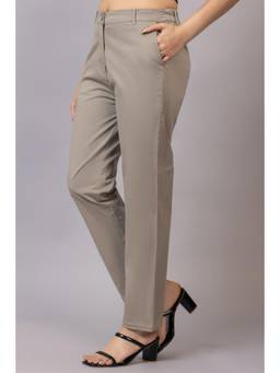 MLADA - Women Grey Straight Fit Trouser