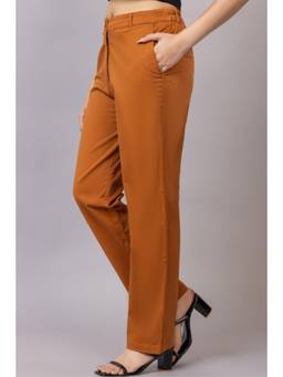 MLADA - Women Mustard Straight Fit Trouser