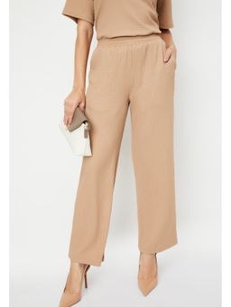 max - Women Brown Textured Comfort Trousers