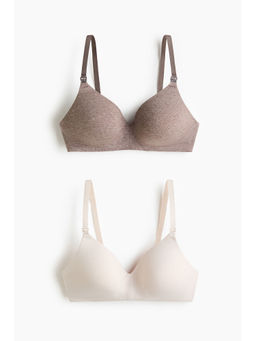 H&M - Women Beige MAMA 2-Pack Padded Cotton Nursing Bras